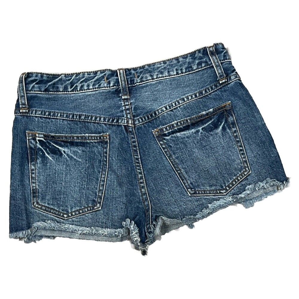 Free People Denim Cutoff Shorts 28 High Waist Blue Distressed Boho Vibe Festival